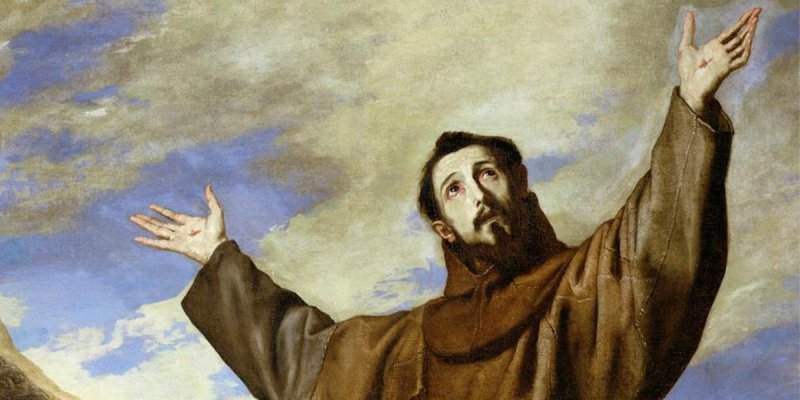 Franz von Assisi mit ausgebreiteten Armen in einem Gemälde von Jusepe de Ribera
